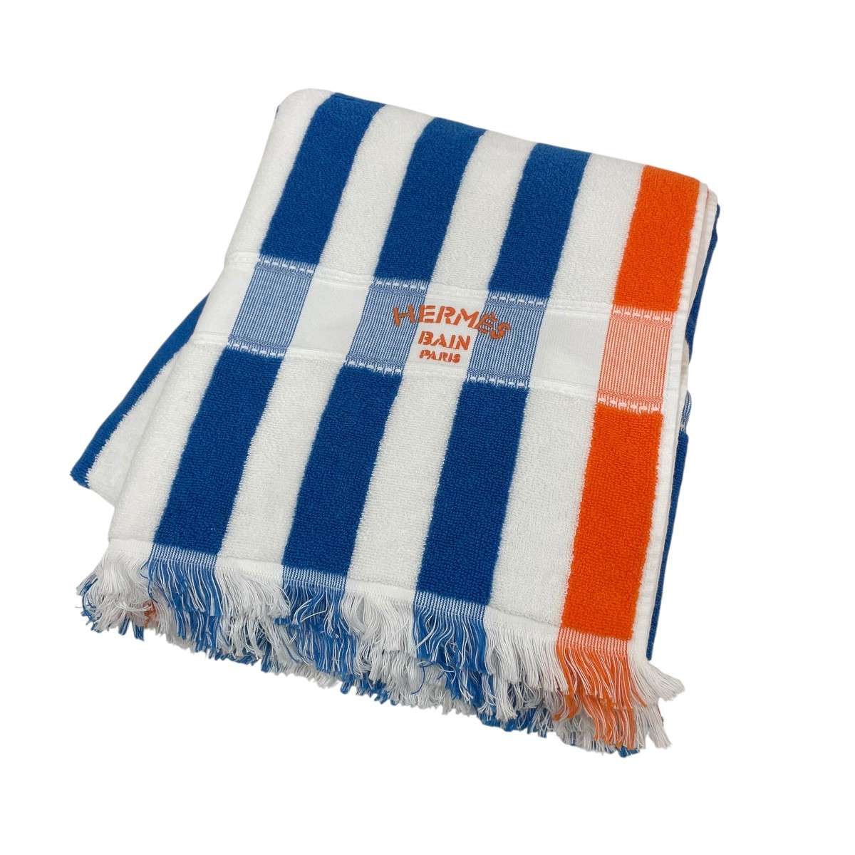 【中古】 HERMES　 ビーチタオル ブルー×オレンジ 【010326】（エルメス） 25,245円