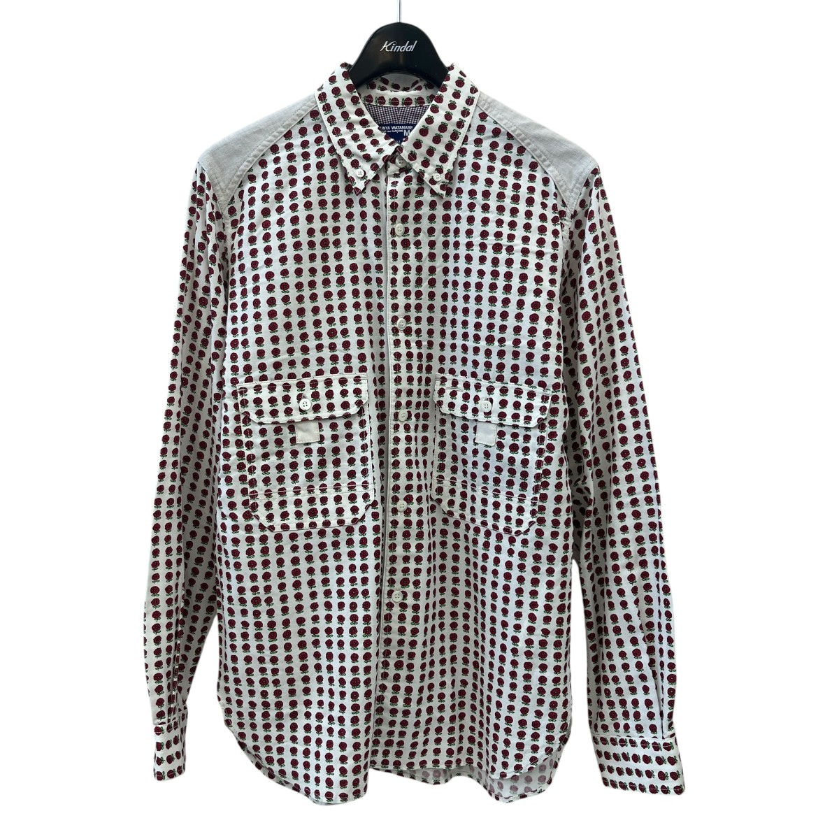 【中古】CDG JUNYA WATANABE MAN フラワープリントシャツ WC-B021 ホワイト サイズ：M 【010326】（ジュンヤワタナベコムデギャルソンマン）