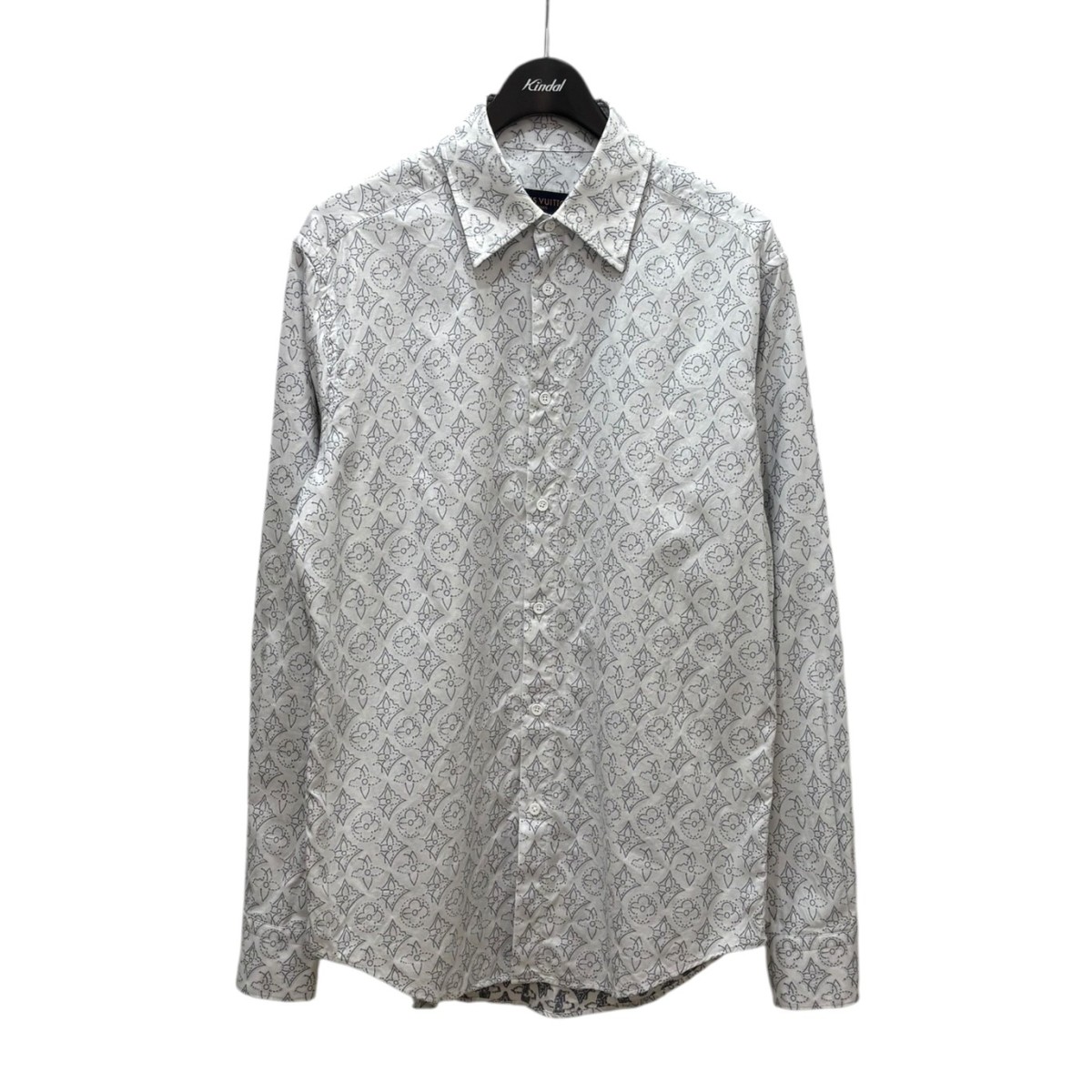 【中古】 LOUIS VUITTON　 モノグラムシャツ RM212Q E04 HLS43W ホワイトｘグレー サイズ：L 【280226】（ルイヴィトン）