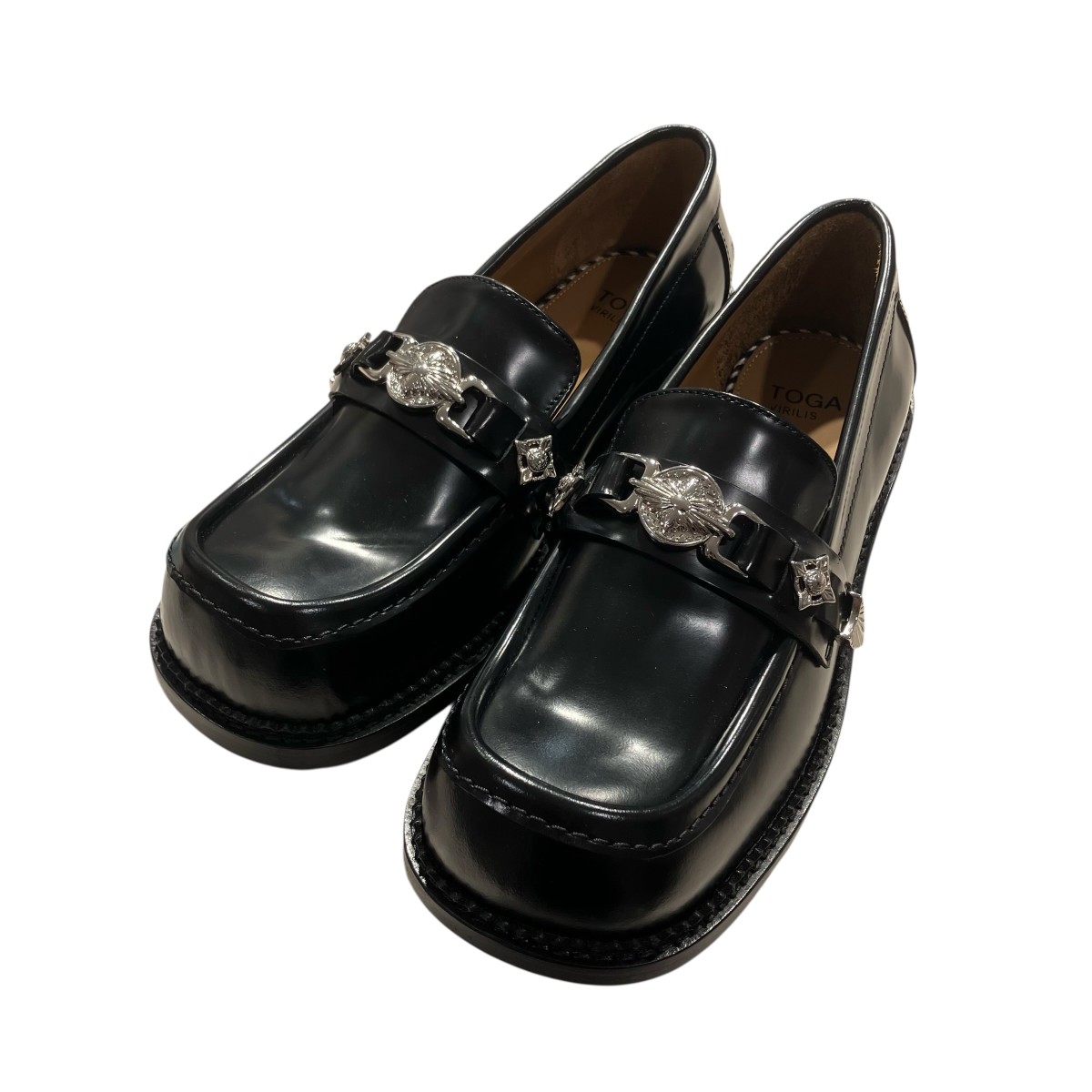 【中古】 TOGA VIRILIS　 25SS SQUARE METAL LOAFER ローファー TP242- AJ1348 F0 04-24-39 ブラック サイズ：39 【280226】（トーガヴィリリース）