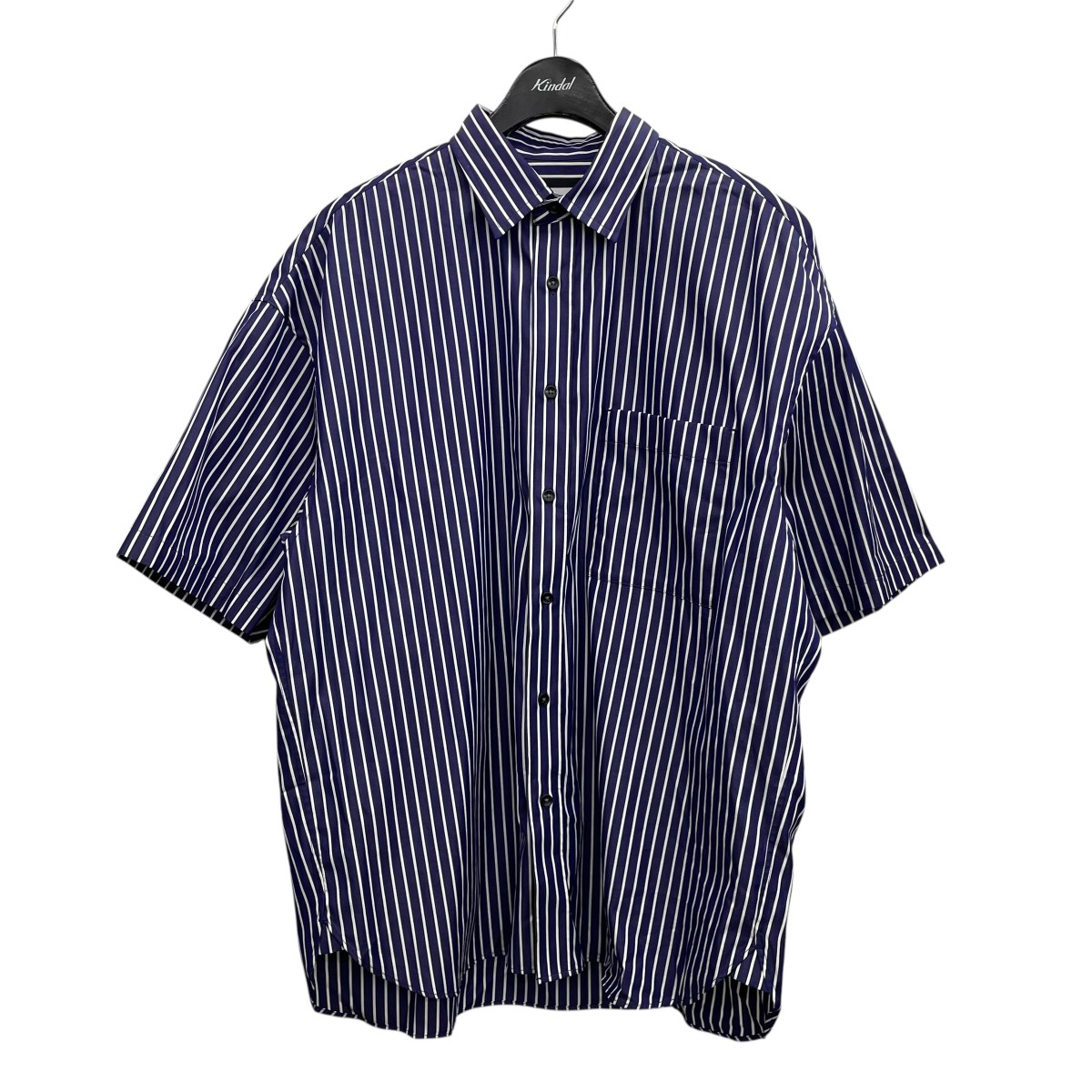 【中古】 MAISON SPECIAL　 Prime-Over Short Sleeve Shirt ボーダー半袖シャツ 11231311202 ネイビー サイズ：01 【200426】（メゾンスペシャル）