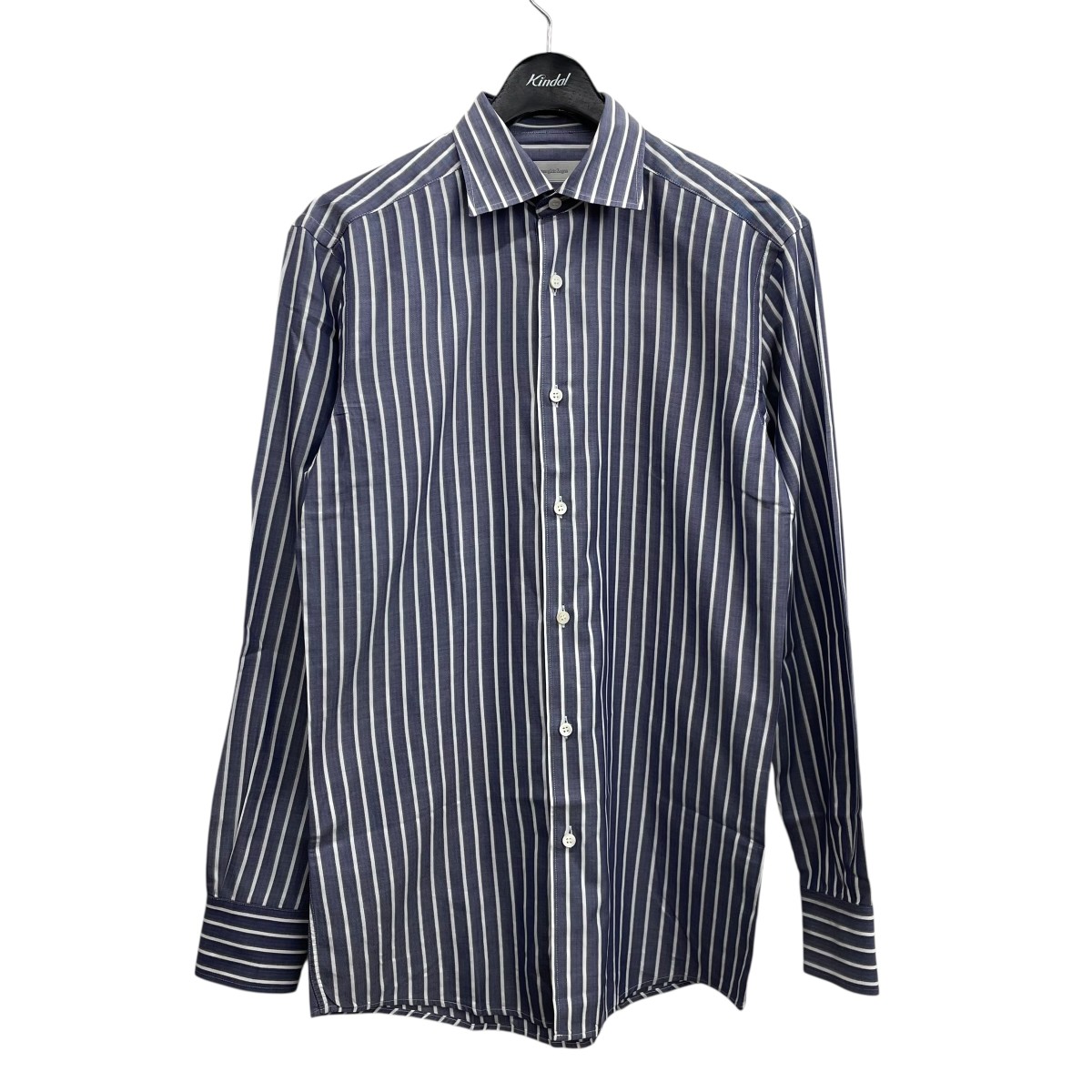 【中古】 Ermenegildo Zegna　 ストライプシャツ JP1041 ネイビー×ホワイト サイズ：S 【010326】（エルメネジルドゼニア） 5,445円
