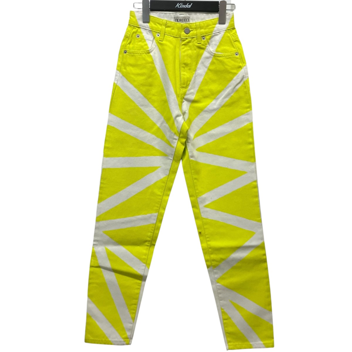 【中古】FIORUCCIウォッシュドデニムパンツ W13BSUN1DML sunwash strobes tara jean イエロー&times;ホワイト サイズ：24【価格見直し】｜ブランド古着のカインドオル