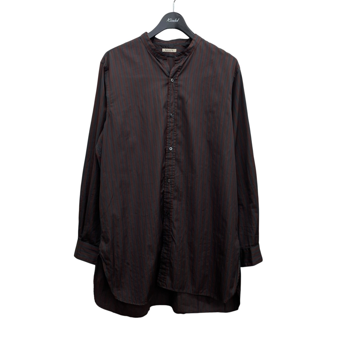 【中古】 HEUGN　 UNITED ARROWS別注 ストライプ バンドカラー シャツ SHIRT115UA ブラウン サイズ：3 【020326】（ユーゲン）