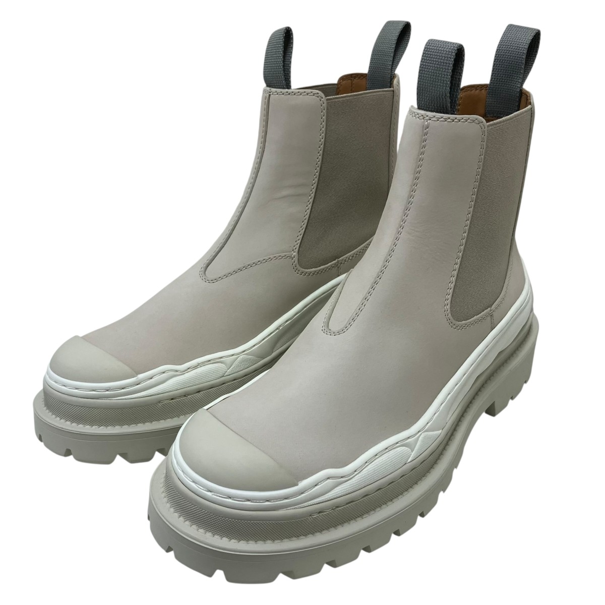 【中古】Christian Dior×SACAI レイヤードラバーソール ヌバックレザー チェルシーブーツ 象牙色 大きさ：40 【020326】（ディオール×サカイ）