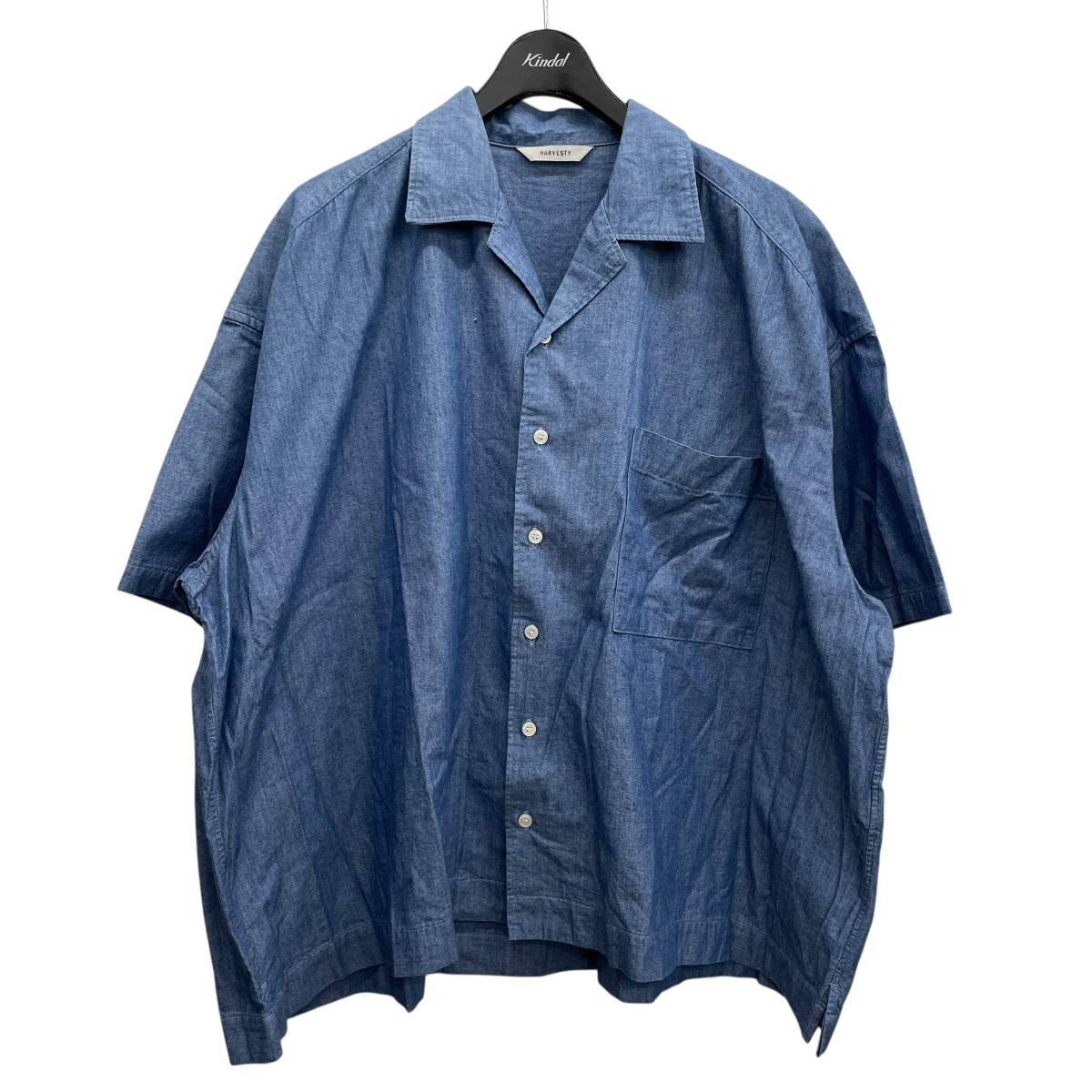 【中古】 HARVESTY　 CHAMBRAY S S JUMBO SHIRT シャンブレー半袖シャツ A32209-1 インディゴ サイズ：1 【020326】（ハーベスティ）