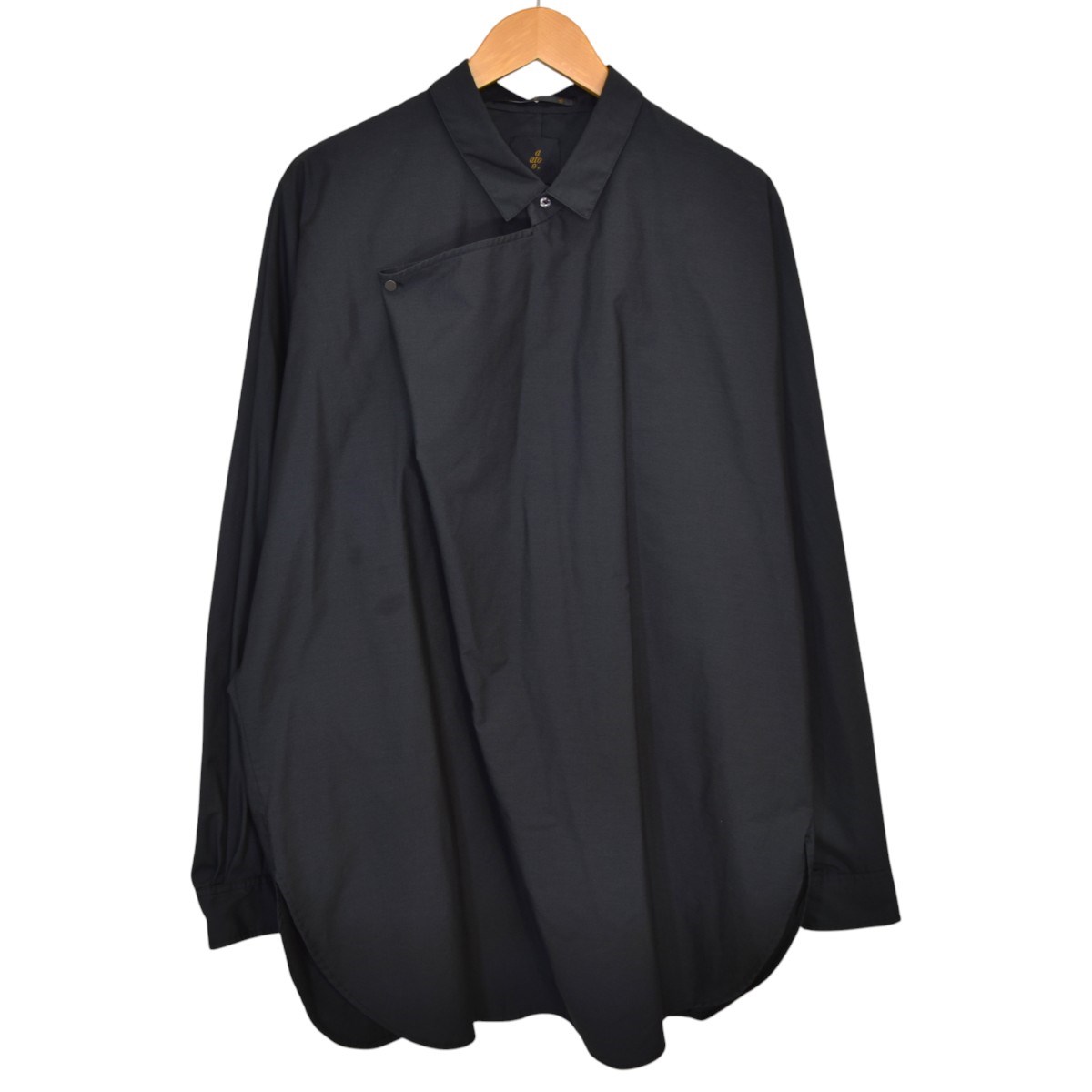 【中古】 ato TC BROAD DRAPE SHIRT ドレープ プルオーバードルマンシャツ AMB-S05 ブラック サイズ：46