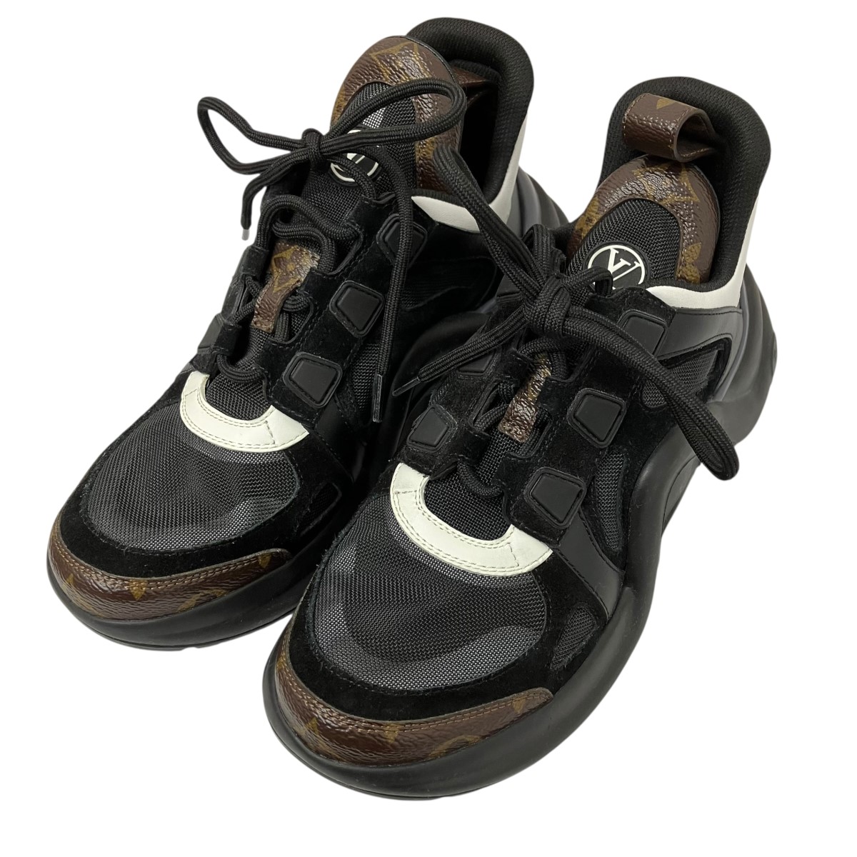 【中古】 LOUIS VUITTON　 アークライトスニーカー ブラック×ブラウン サイズ：37 【030326】（ルイヴィトン）