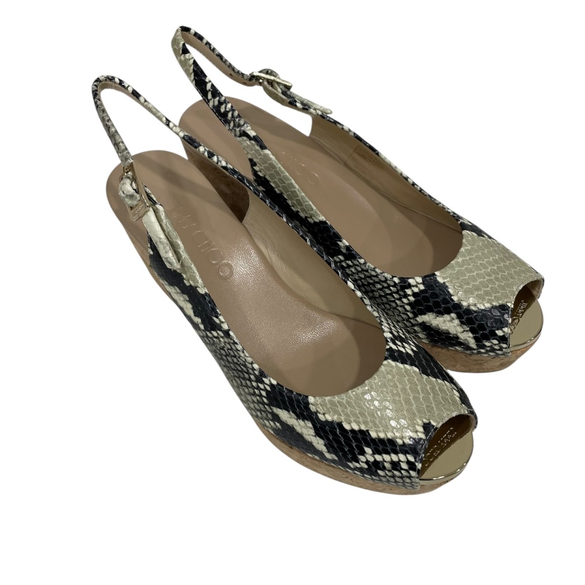 【中古】 JIMMY CHOO　 パイソンサンダル サンダル J00013226436 ブラック×グリーン サイズ：36 【040326】（ジミーチュウ）