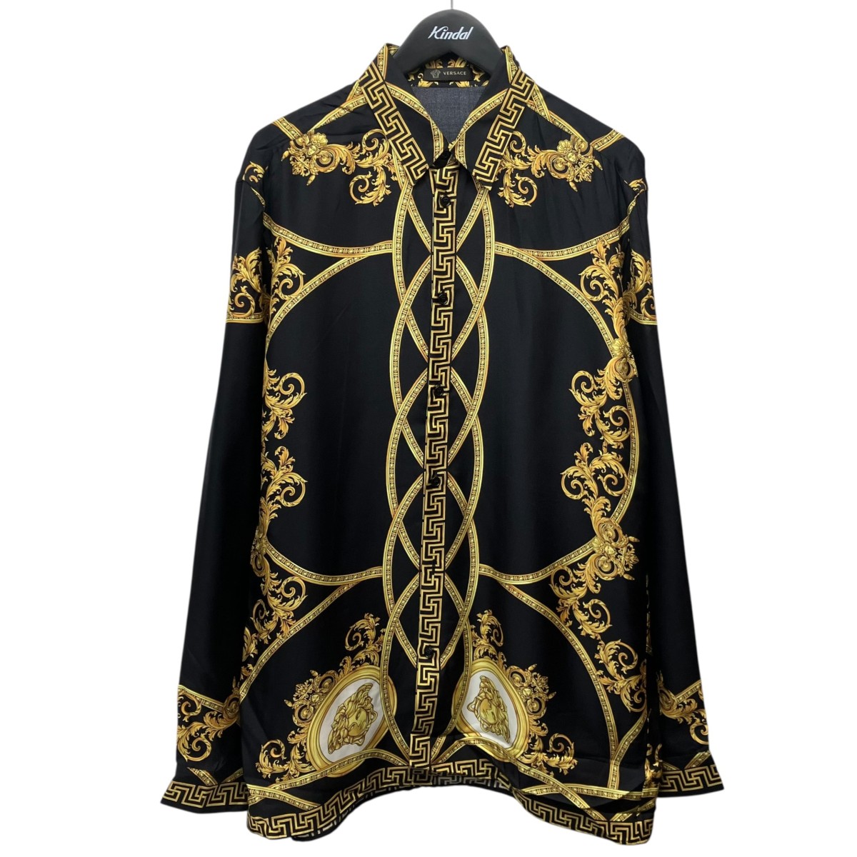 【中古】 VERSACE　 バロック シルクシャツ ブラック×ゴールド サイズ：41 【040326】（ヴェルサーチ）