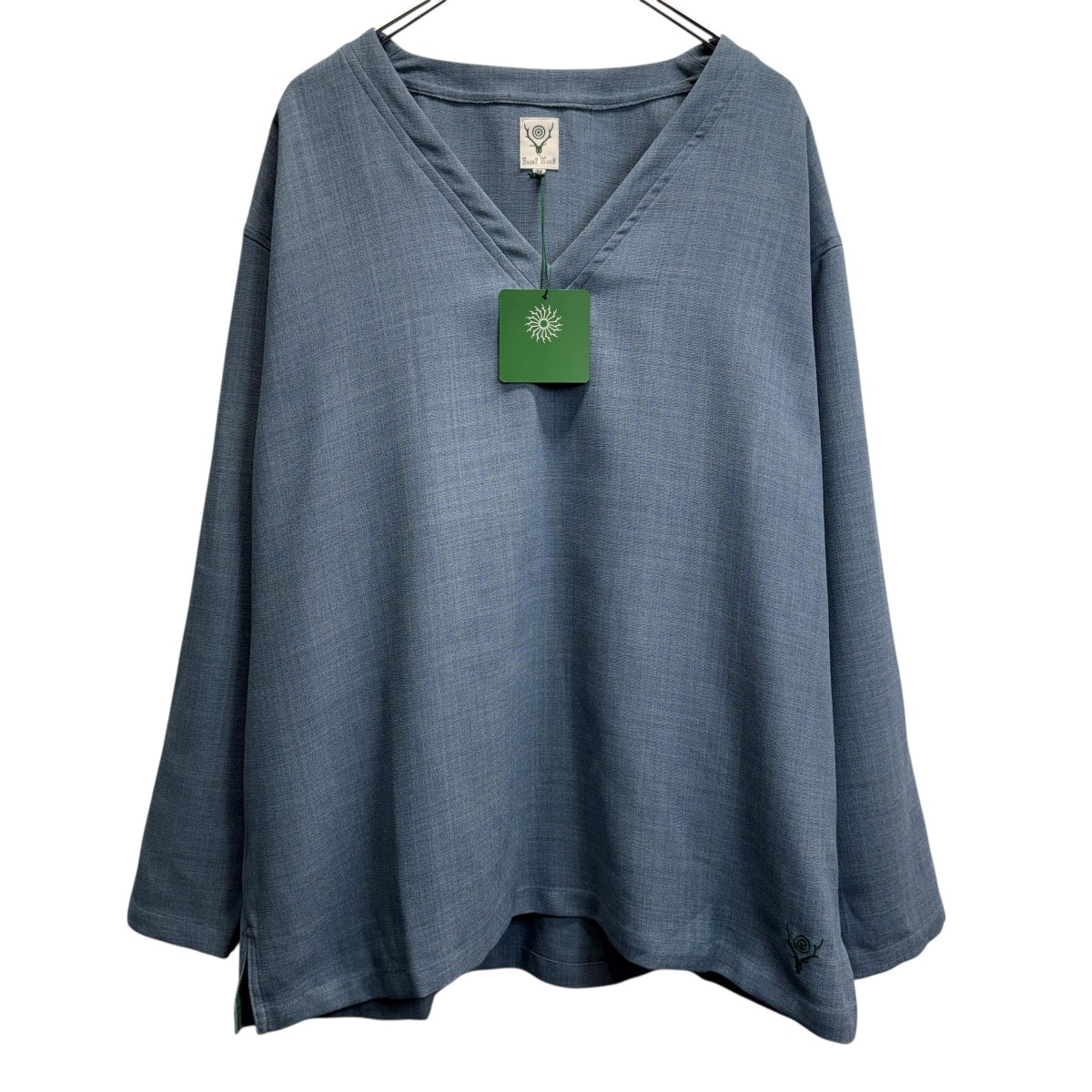 【中古】 south2 west8　 S．S． V Neck Shirt - Poly Oxford MR768 ブルーグレー サイズ：M 【040326】（サウス2ウエスト8）