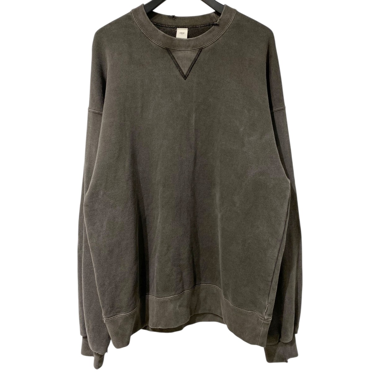 【中古】OVY Pigment DamageProcessing Crew Neck Sweat USED VINTAGEヴィンテージ産業汗水 薄墨色 大きさ：L 【040326】（オヴィー）