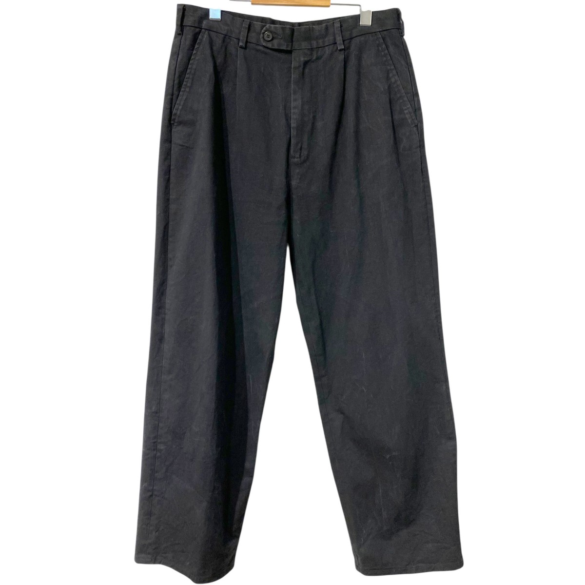 【中古】OVY One Tuck Wide Chino Pantsバイオウォッシュ製造ワイドチノパンツ 黒いこと 大いさ：L(80珊) 【040326】（オヴィー） ズボン・パンツ-メンズファッション