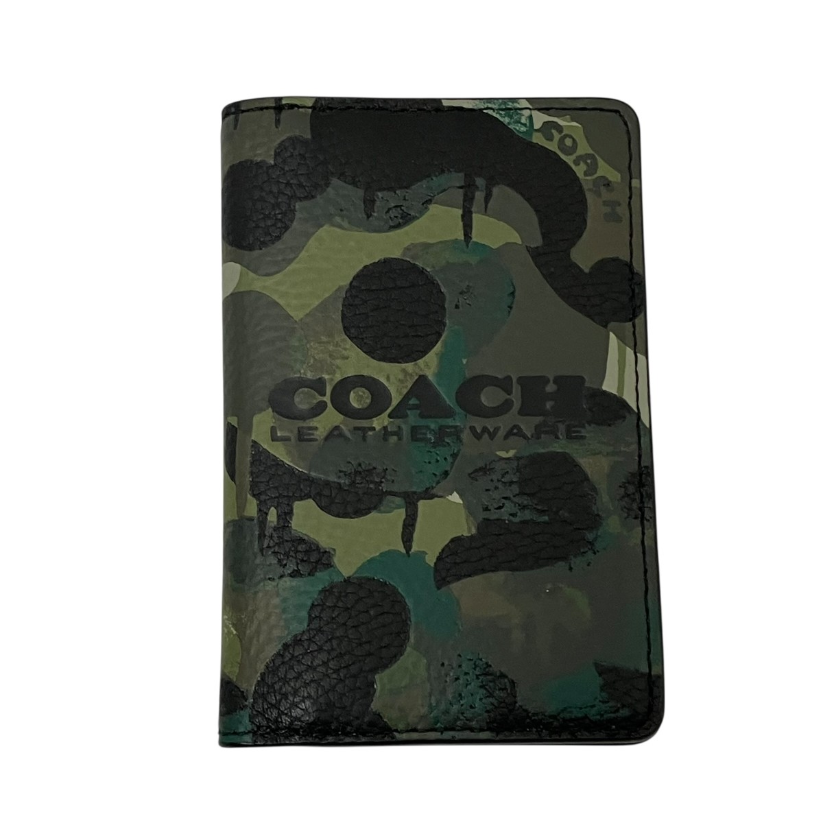 【中古】 COACH　 カードケース ブラック×オリーブ 【050326】（コーチ）