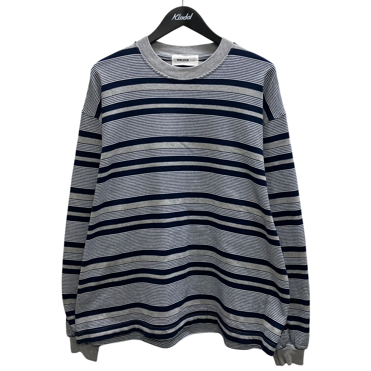 【中古】 everyone　 24SS border long sleeve tee shirt ボーダー長袖Tシャツ グレー×ブルー サイズ：L 【050326】（エブリワン） 14,534円