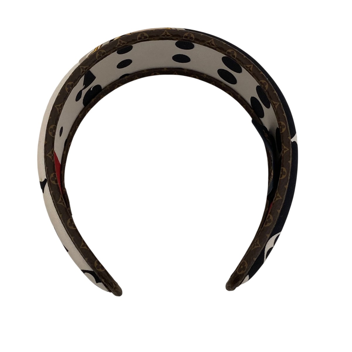 【中古】 LOUIS VUITTON ヘアバンド・ビーマインド フル シルク カチューシャ ホワイト×ブラック 【050326】(ルイヴィトン)