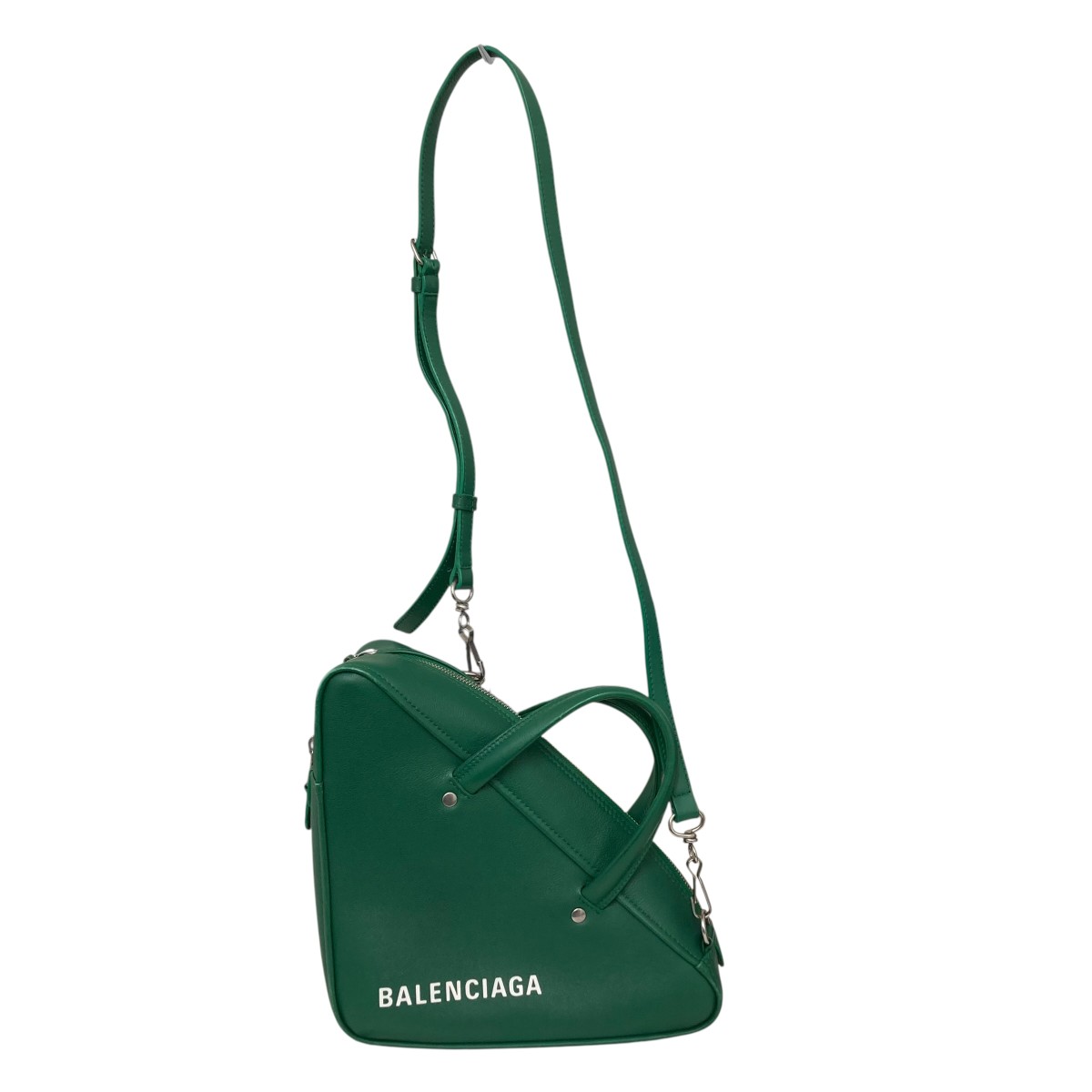 【中古】BALENCIAGA ３角形 ダッフル ショルダーバッグ 476975 緑であること 【050326】（バレンシアガ）