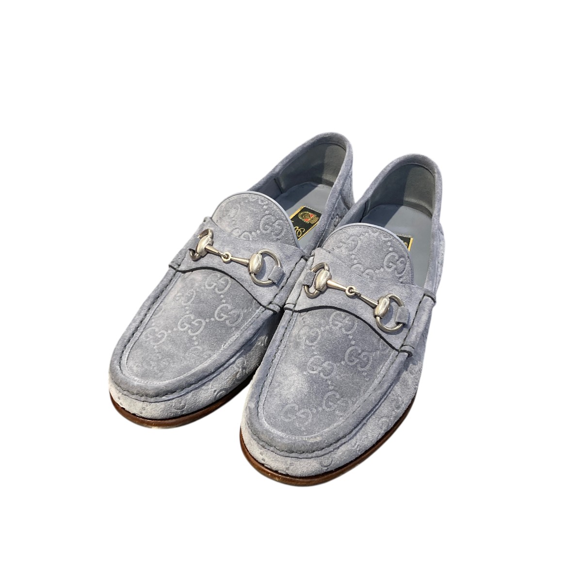 【中古】GUCCI ホースビットGG総柄ローファー 816185 ブルー サイズ：6 1/2(24.0~25.0cm相当) 【050326】（グッチ）
