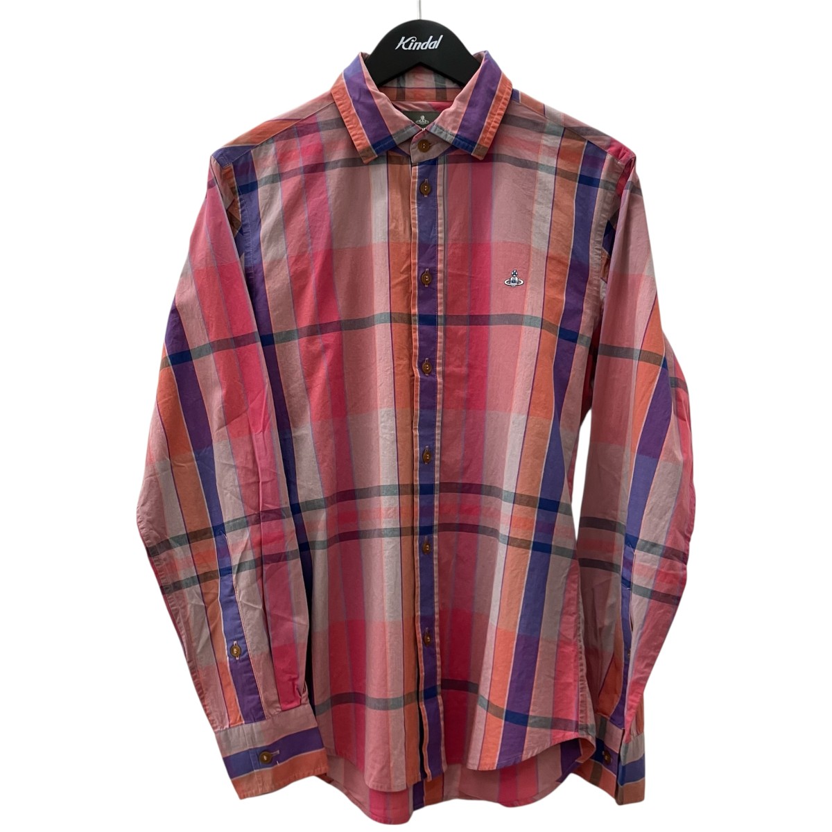 【中古】Vivienne Westwood man チェックシャツ VN-WR-73593 ピンク×パープル サイズ：44 【050326】（ヴィヴィアンウエストウッドマン）