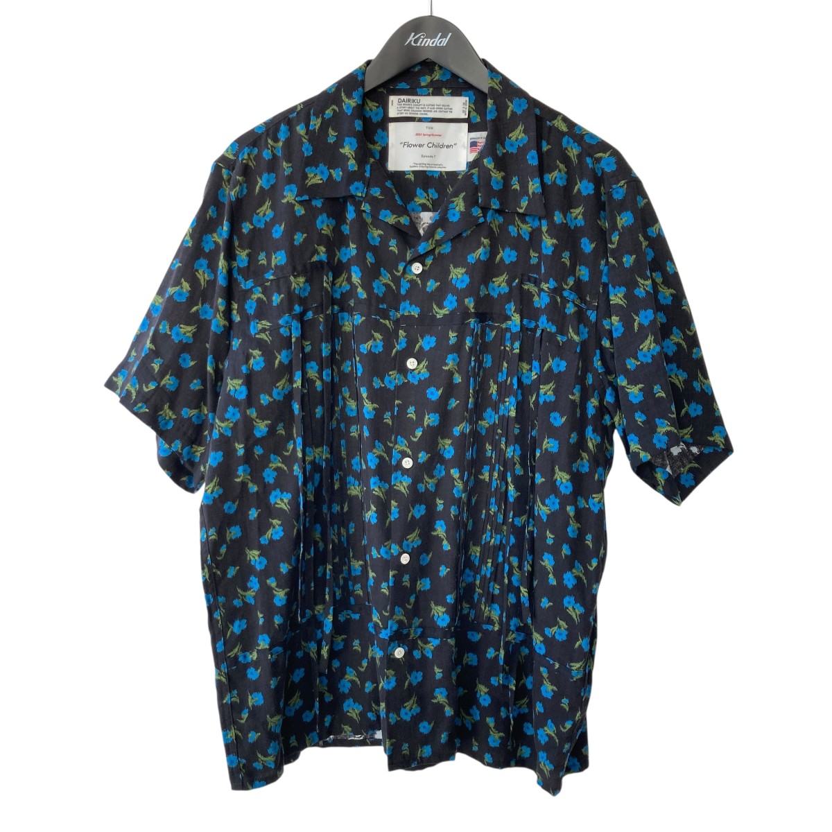 【中古】\u003cBR\u003eDAIRIKU\u003cBR\u003e21SS Open Collar Shirt 総柄 半袖プルオーバー 21SS S-4 黒いこと×青み 大きさ：M\u003cBR\u003e【必要経費思いかえす】