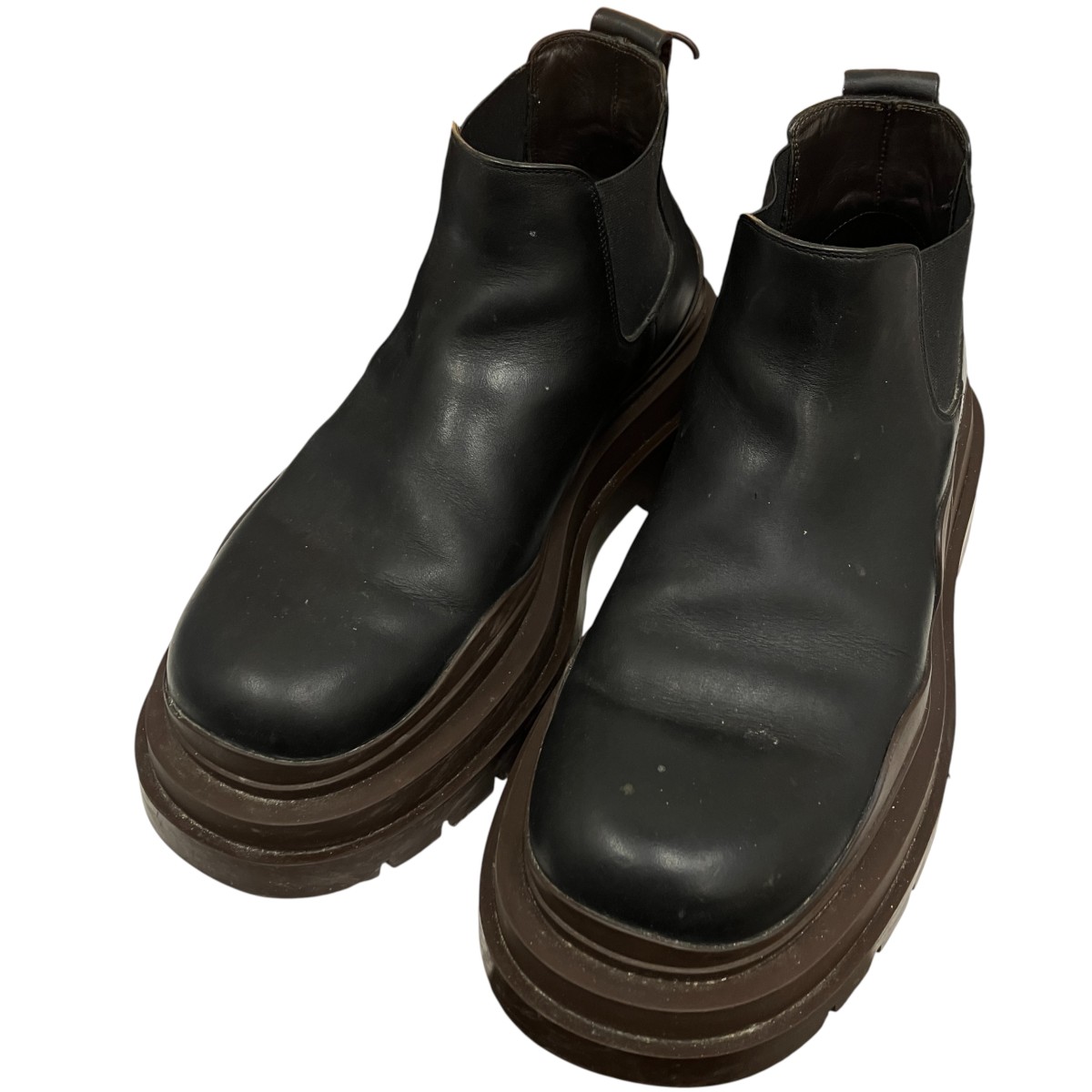 【中古】 BOTTEGA VENETA　 タイヤアンクルチェルシー ブーツ ブラック×ブラウン サイズ：40(約25.0cm) 【060326】（ボッテガヴェネタ）