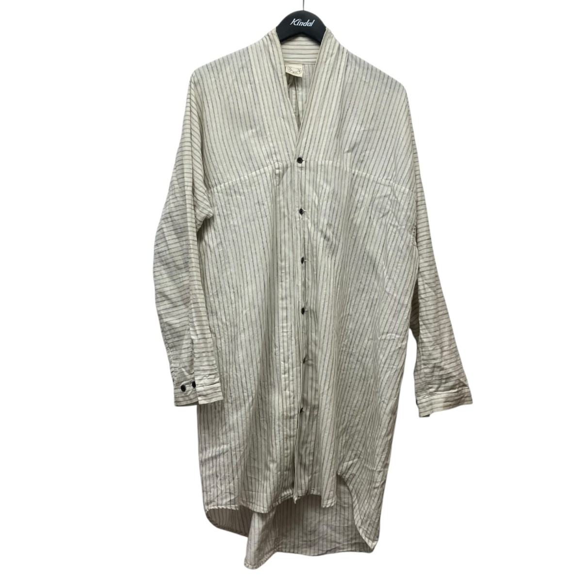 【中古】JAN JAN VAN-ESSCHE ストライプノーカラーシャツ 象牙色 大きさ：XS 【050326】（ヤンヤンヴァンエシュ）