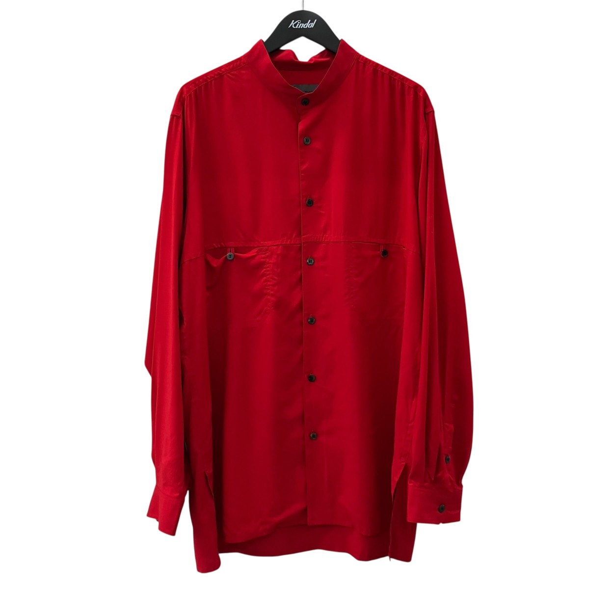 【中古】 Y’S for men　 26SS 【RED RAYON LAWN CHEST-PANELED STAND-COLLAR BLOUSE】 レーヨンスタンドカラーシャツ レッド サイズ：4 【060326】（ワイズフォーメン）