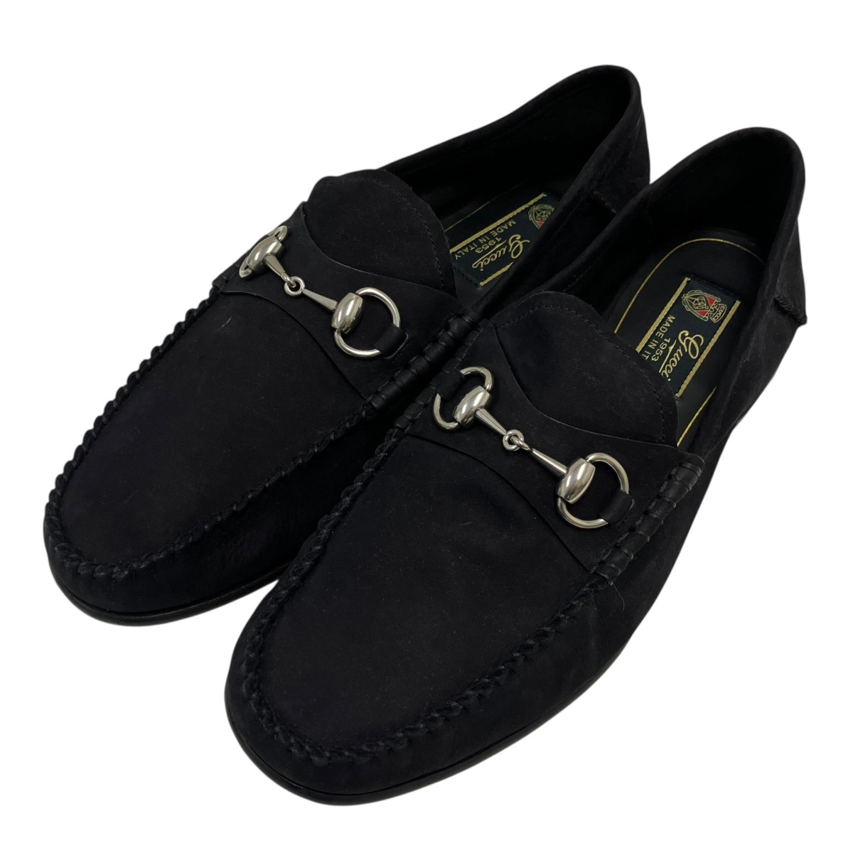 【中古】 GUCCI　 ホースビットスエードローファー ブラック サイズ：7 【060326】（グッチ）