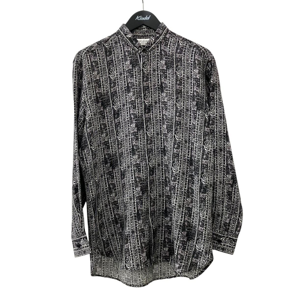 【中古】 Saint Laurent Paris　 総柄シルクシャツ 467312 グレー サイズ：38 【060326】（サンローランパリ）