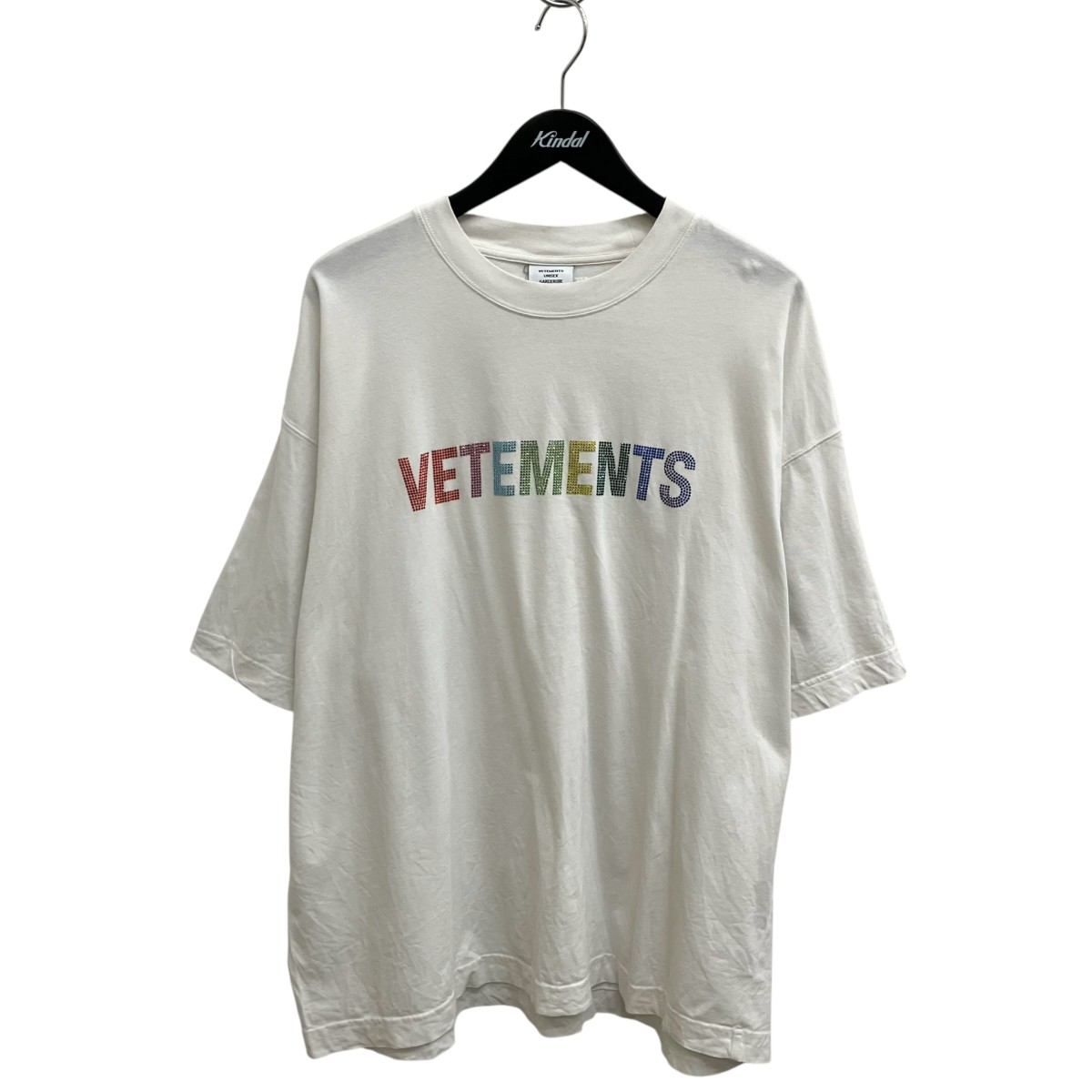 【中古】 VETEMENTS　 22SS Multicolor Crystal Logo Tee 半袖Tシャツ UE52TR510W ホワイト サイズ：L 【070326】（ヴェトモン）