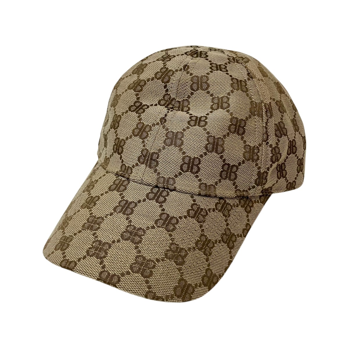 【中古】 BALENCIAGA×GUCCI　 キャップ ベージュ×ブラウン サイズ：L/59cm 【070326】（バレンシアガ×グッチ）