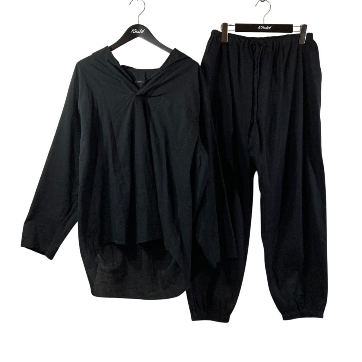 【中古】<br>COMOLI<br>KHADI COTTON PYJAMAS コットンパジャマ Z01-08003 ブラック サイズ：1<br>【価格見直し】