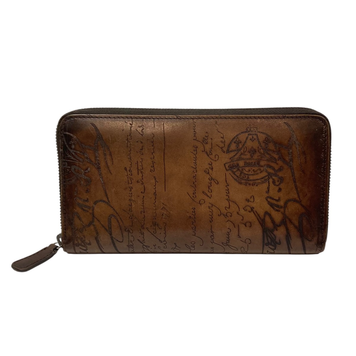 【中古】 Berluti　 イタウバ スクリットレザー ロング ジップウォレット 長財布 ブラウン 【060326】（ベルルッティ）