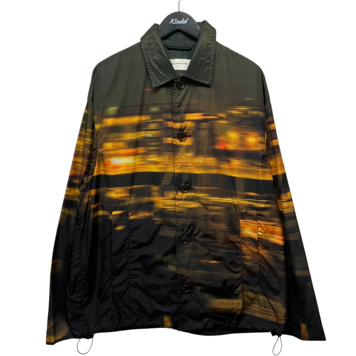 【中古】 DRIES VAN NOTEN 22SS「RALTONE M．W．JACKET」グラフィックジャケット ブラック×オリーブ×イエロー サイズ：S 【価格見直し】