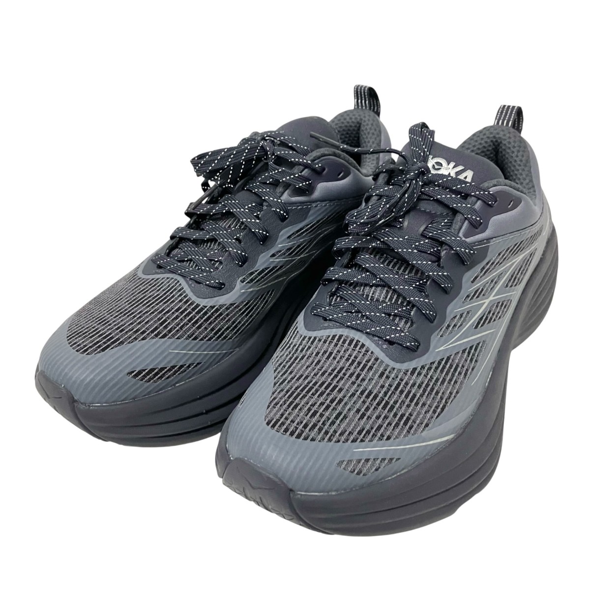 【中古】 HOKAONEONE　 BONDI 8 TS CAGED ローカットスニーカー 1155391 グレー サイズ：26cm 【070326】（ホカオネオネ）
