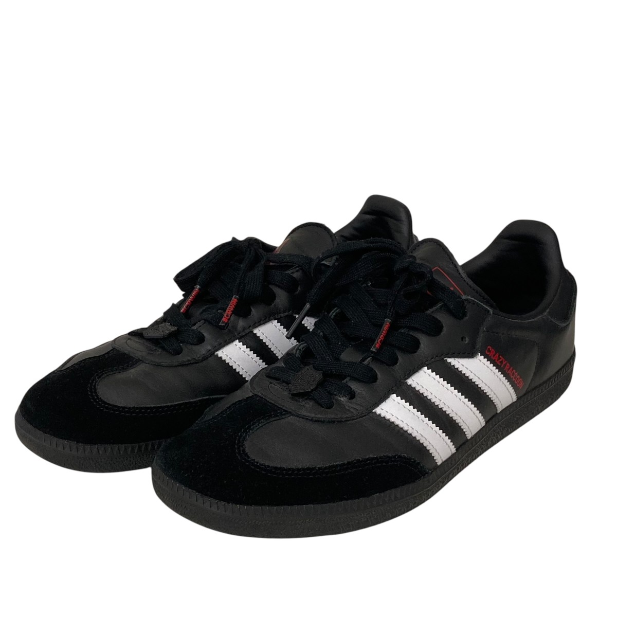 【中古】 adidas×Crazy Raccoon×atmos　 SAMBA ATMOS X CR ローカットスニーカー IH3518 ブラック サイズ：26.5cm 【070326】（アディダス×クレイジーラクーン×アトモス）