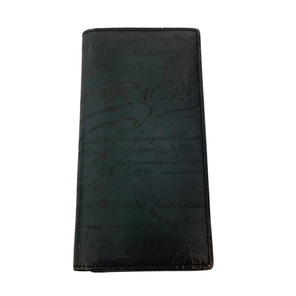 【中古】 Berluti　 SANTAL カリグラフィ 長財布 E0273P ネイビー 【070326】（ベルルッティ）