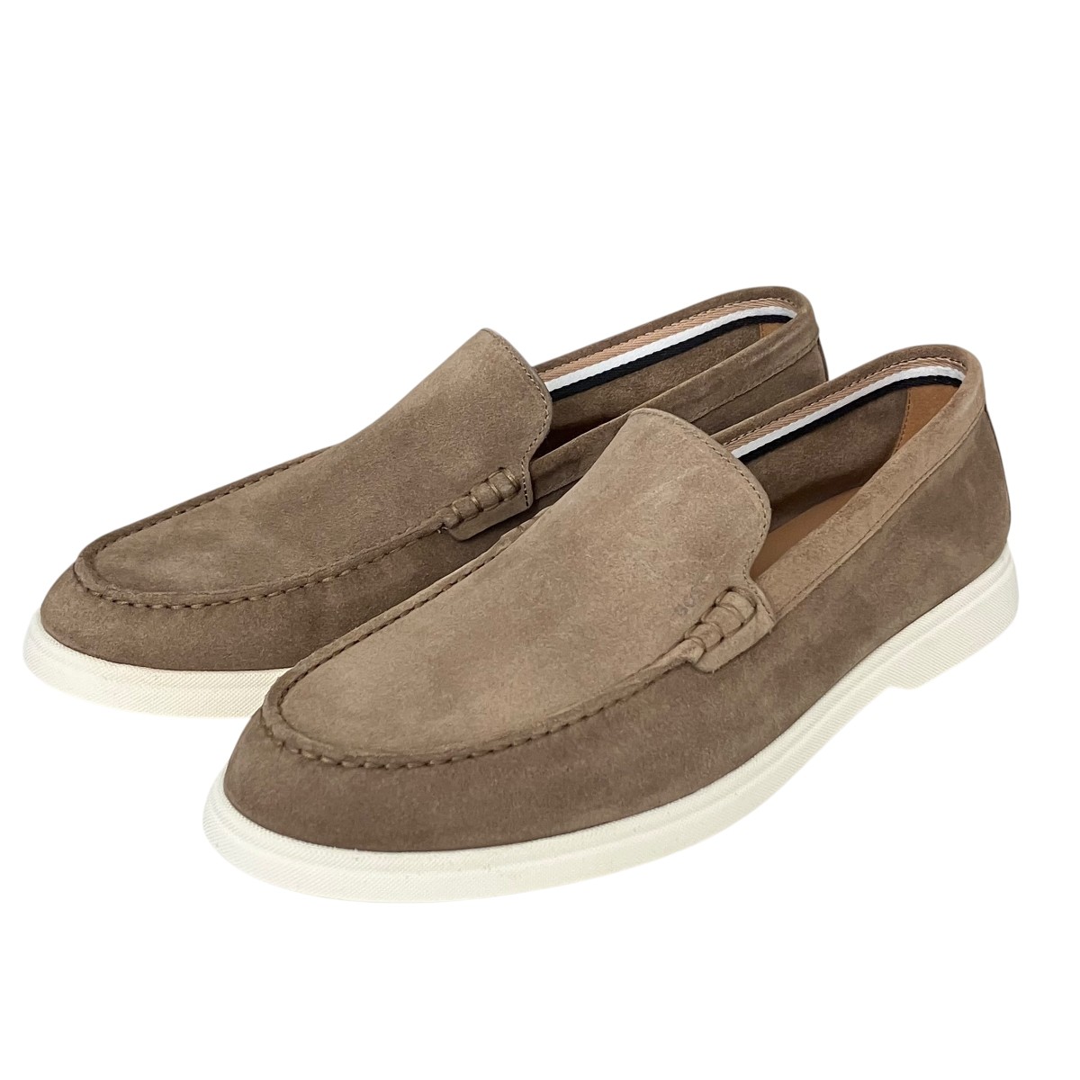 【中古】 BOSS　 Suede Moccasins with Embossed Logo スリッポン 50471122 ベージュ サイズ：44(29cm相当） 【070326】（ボス）