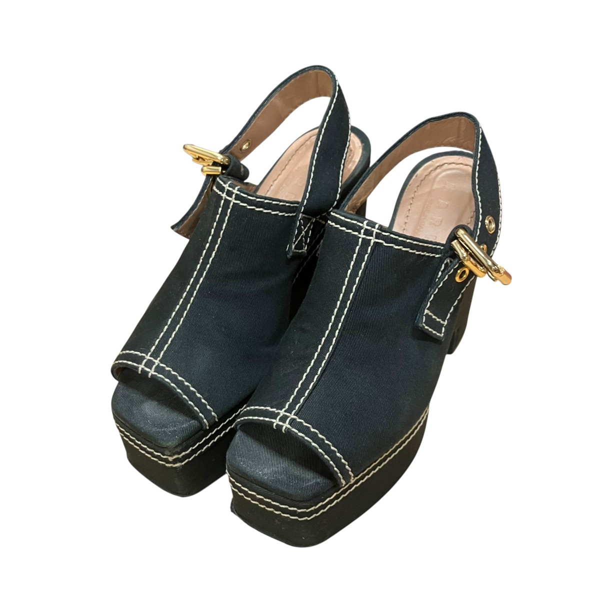 【中古】MARNI キャンバスサンダル ブラック サイズ：36 【070526】（マルニ）