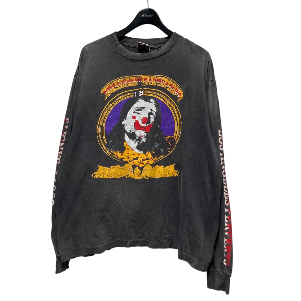 【中古】 SAINT MICHAEL×BORN X RAISED　 ピエロプリント長袖Tシャツ SM-YS1-0000-C40 グレー サイズ：L 【070326】（セントマイケル）