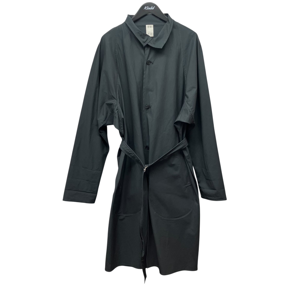 【中古】seya． ステンカラー厚地の外套 濃灰色薄墨色 大きさ：L 【070326】（セヤ）