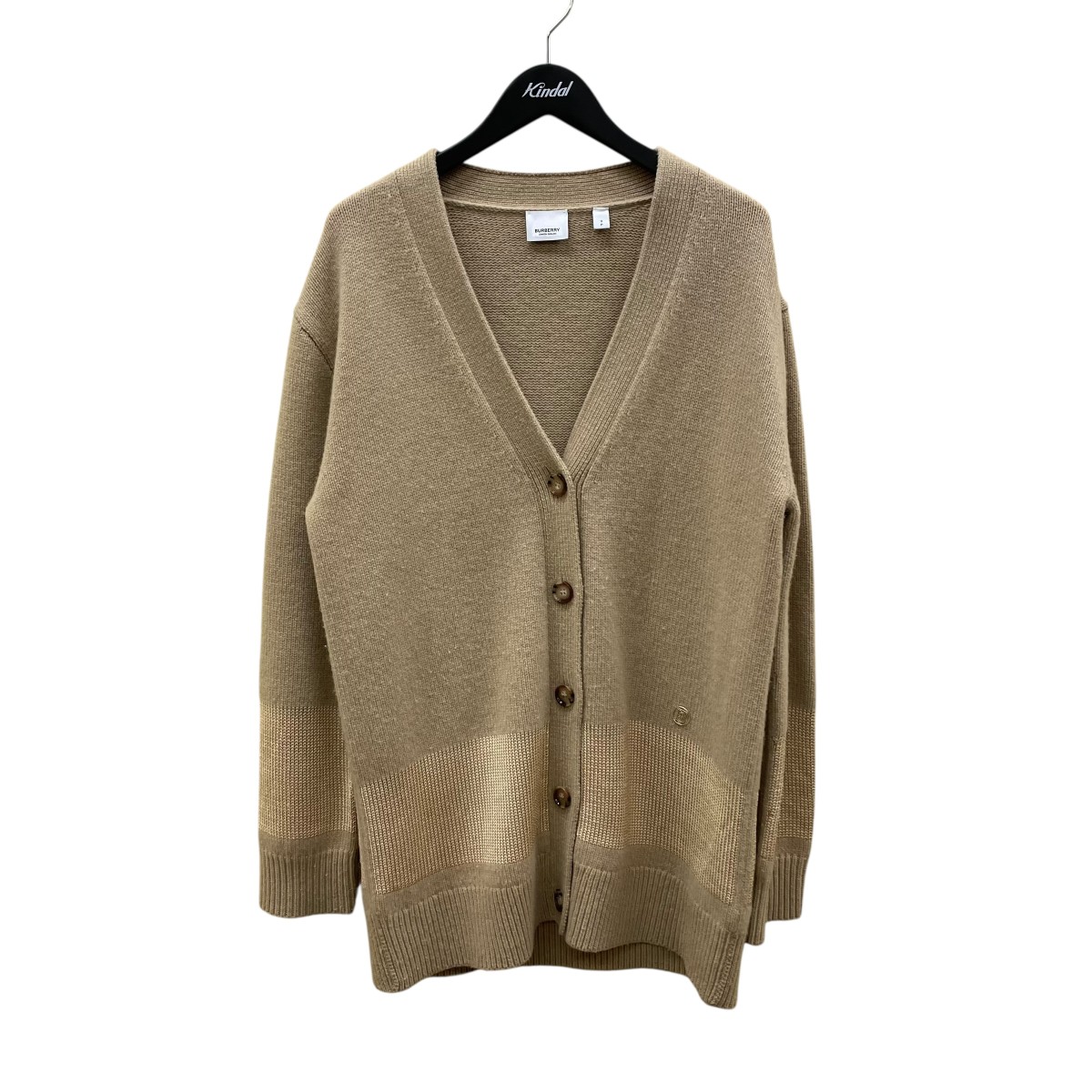 【中古】BURBERRY Monogram Motif Wool Blend Oversized Cardigan 編み物ジレー 8045211 ベージュ 大きさ：S 【150426】（赤ちょうちんバリー）