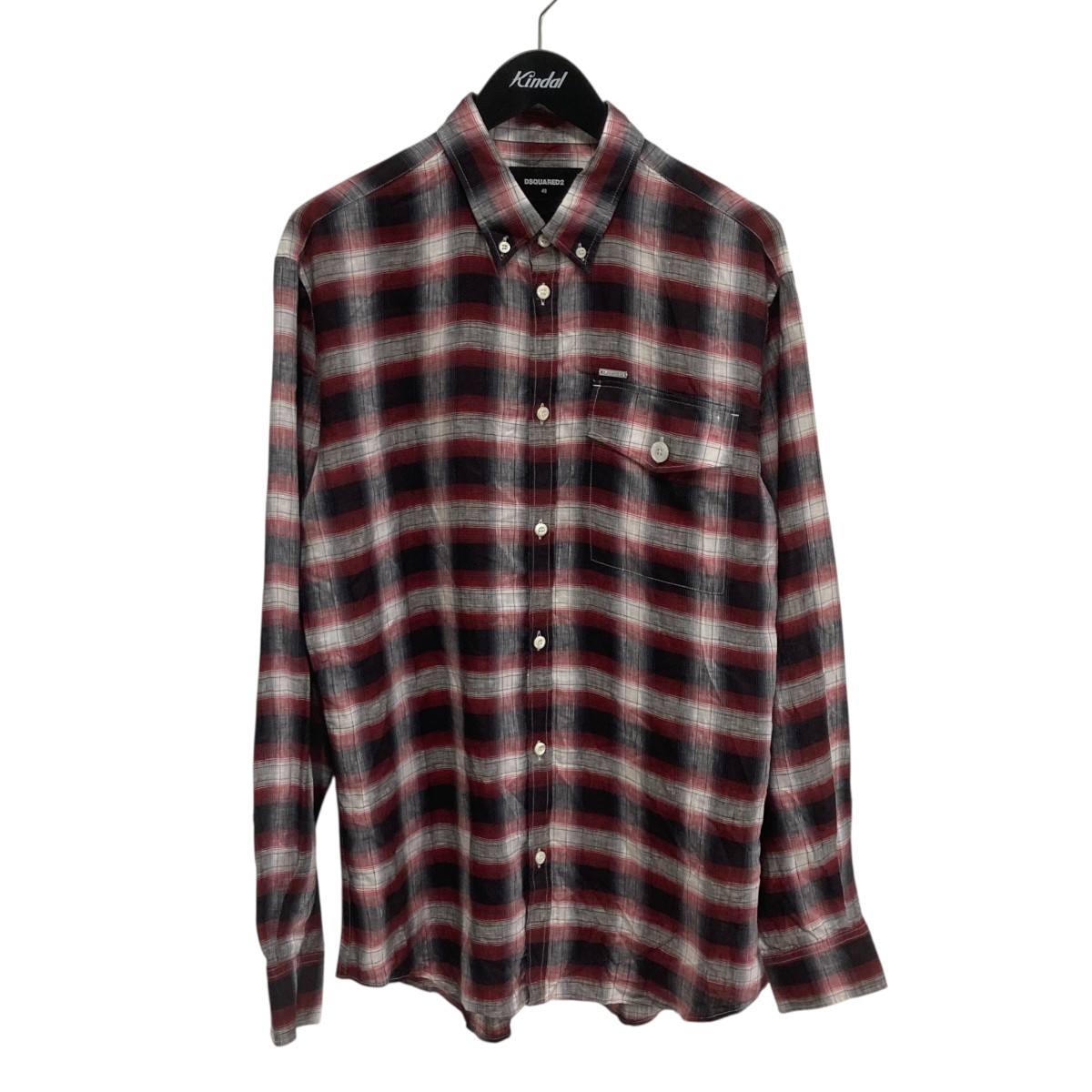 【中古】 DSQUARED2　 チェックシャツ S74DM0510 レッド×ブラック サイズ：48 【080326】（ディースクエアード）