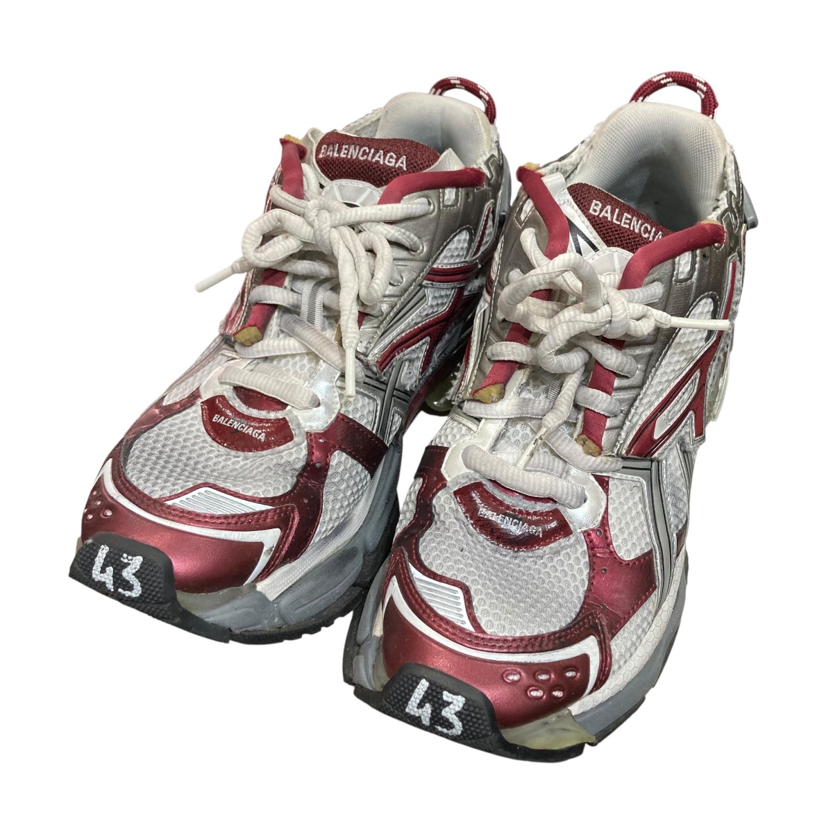 【中古】BALENCIAGA RUNNER スニーカー 677403 グレー×バーガンディ サイズ：28.5cm 【080326】（バレンシアガ）