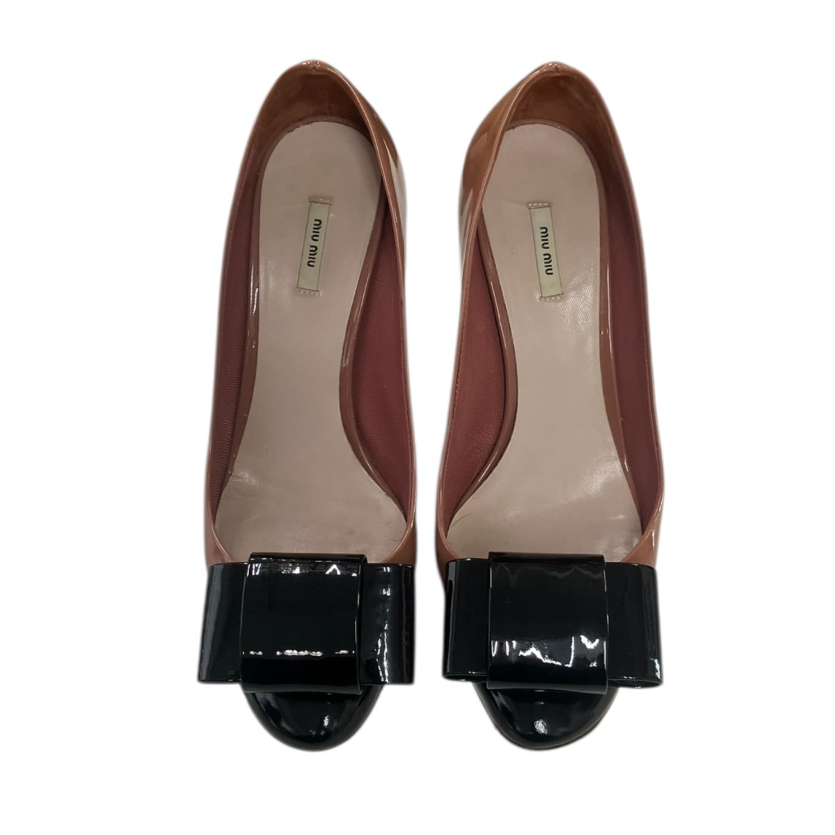 【中古】 MIU MIU ブラックリボンパンプス ピンク×ブラック サイズ：36 【価格見直し】