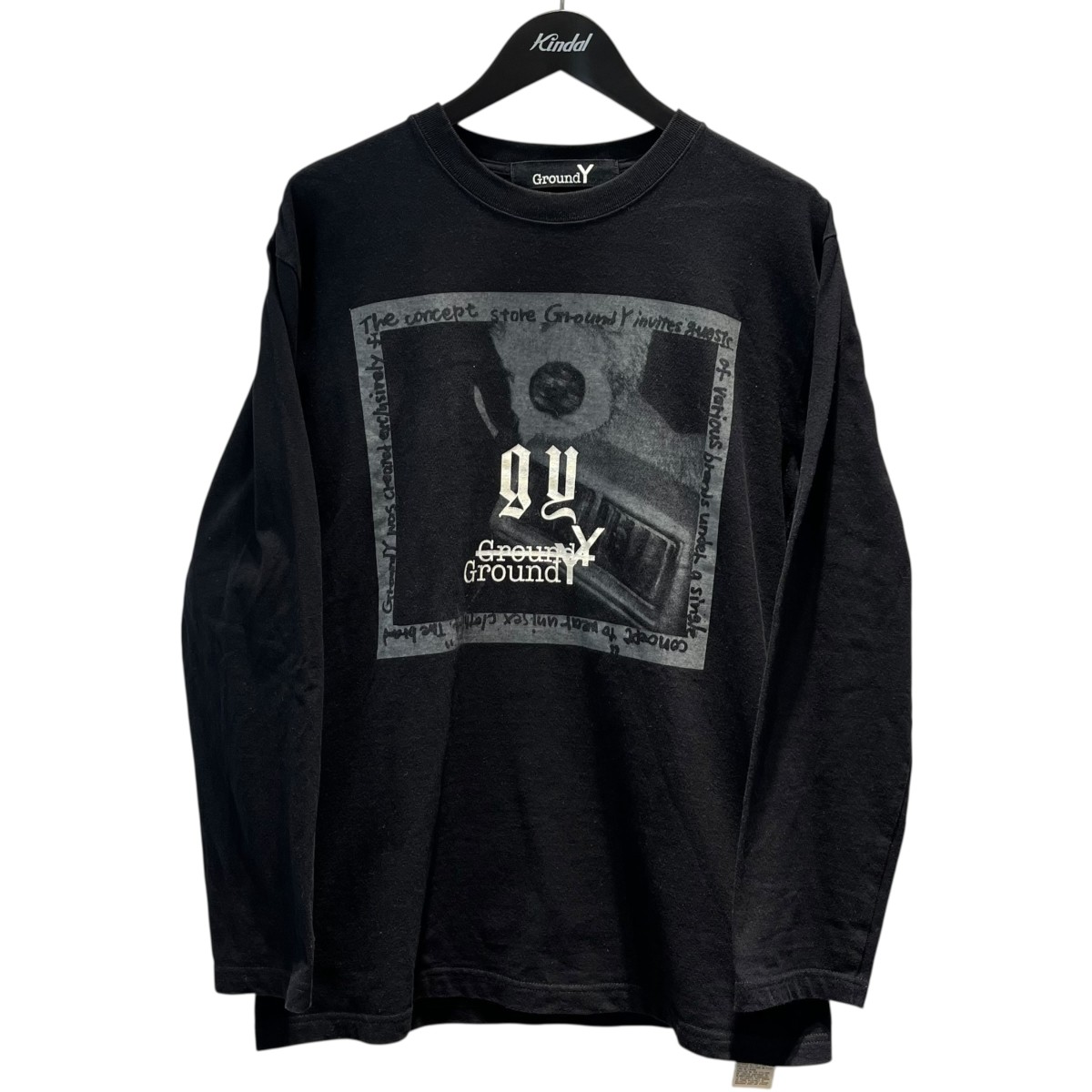 【中古】 GROUND Y　 ロゴプリント ロングスリーブTシャツ GA-T59-072 ブラック サイズ：3 【080326】（グラウンドワイ）