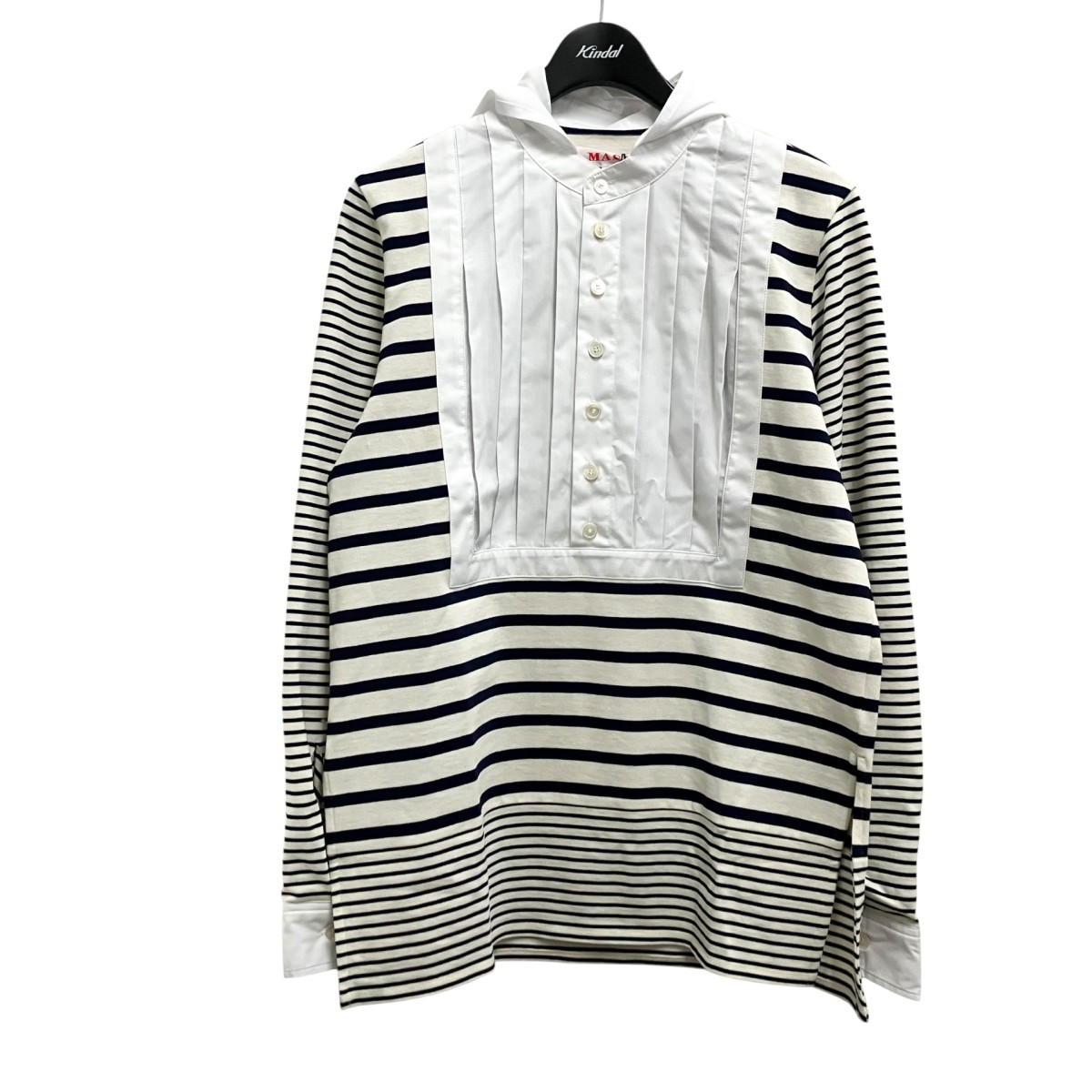 【中古】 MASU　 MARINE PULLOVER SHIRT 切替シャツ M25K6CS005 ネイビー サイズ：44 【090326】（エムエーエスユー）