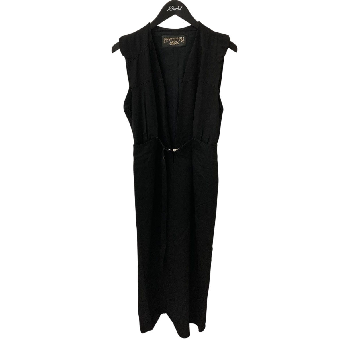 【中古】 PHOTOCOPIEU×Edition BELTED LONG DRESS ノースリーブワンピース 37-06-42-06043／243ALE ブラック サイズ：36 【価格見直し】