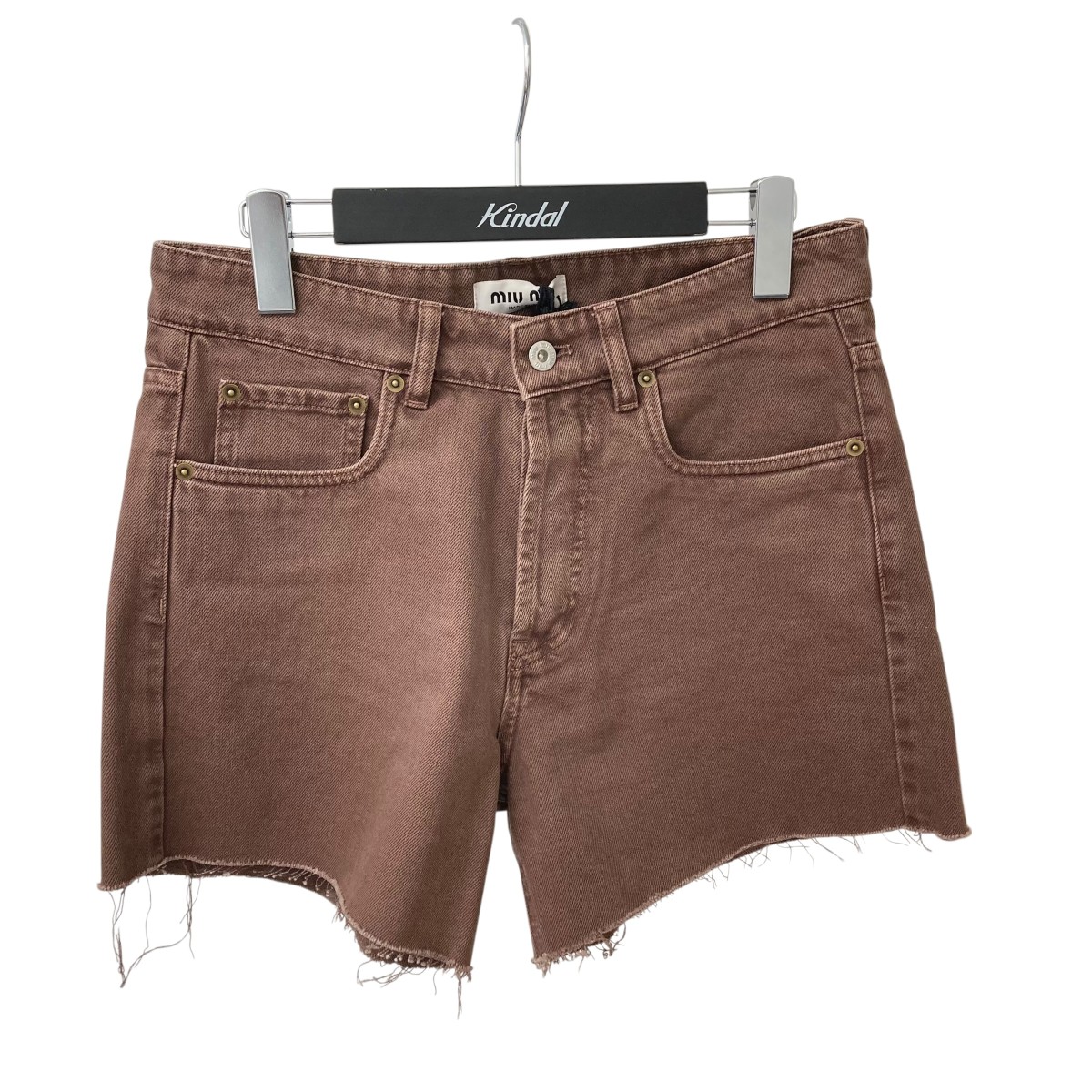 【中古】MIU MIU カットオフ バミュダデニムショーツ ショートデニムパンツ GWP553 赤銅色 大きさ：25 【090326】（ミュウミュウ）