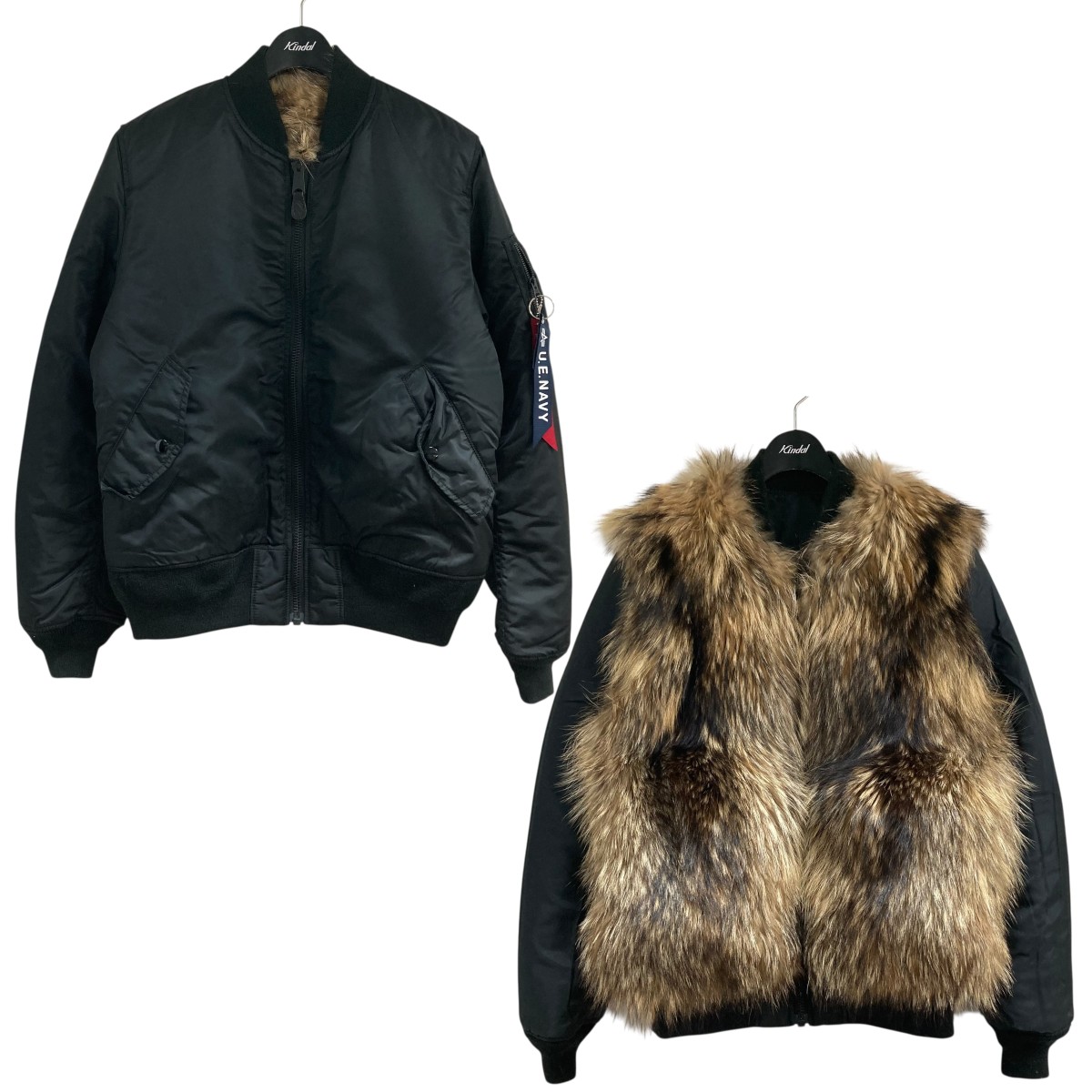 【中古】 ALPHA INDUSTRIES リバーシブルフェイクファーフライトジャケット ブラック サイズ:L 【090326】(アルファ インダストリーズ)